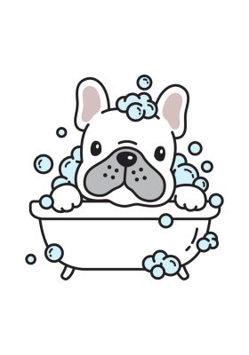 dog vector french bulldog bath shower cartoon character icon logo breed illustration